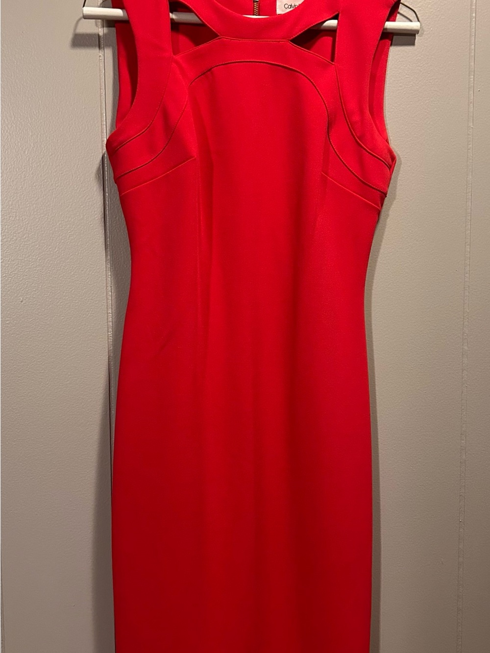 Red Sleeveless Sheath Dress - Calvin Klein
